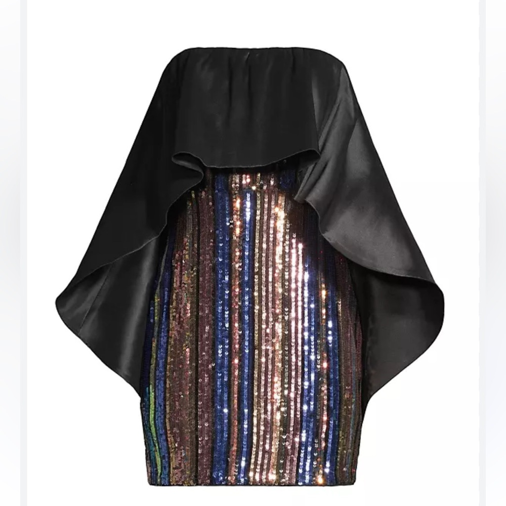 One33 Social Elegant Black Cape Dress with Multicolor Sequins size 4 - Picture 2 of 7